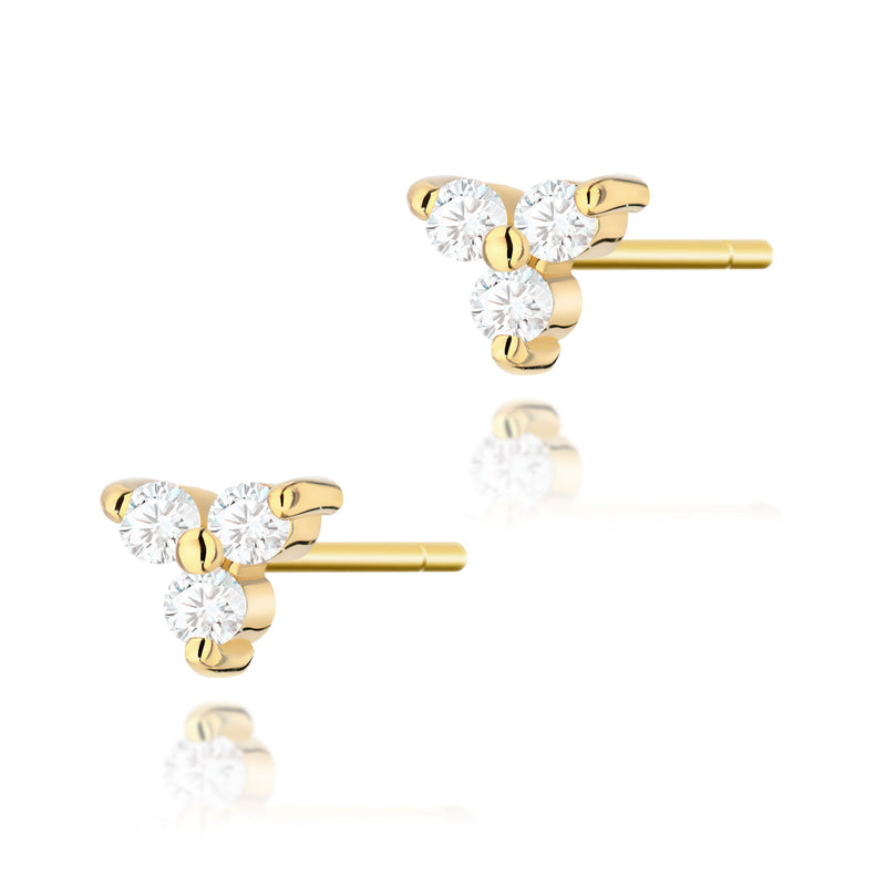 Cercei Aur 14K cu Diamante Naturale 0.09 ct — Aur galben