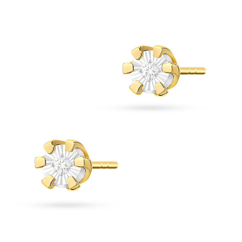 Cercei Aur 14K cu Diamant Natural 0.01 ct — Aur galben