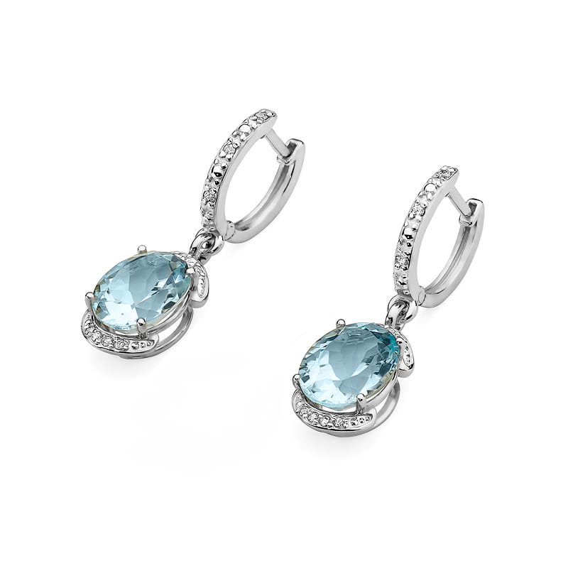 Cercei Aur 14K cu Topaz Swiss 3.00 ct si Diamante Naturale 0.13 ct, imaginea 5 din 5