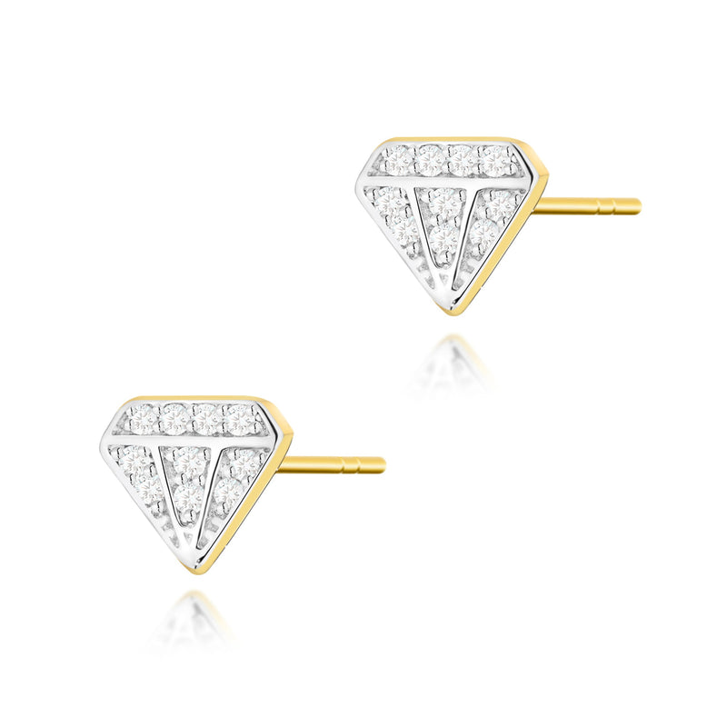 Cercei Aur 14K cu Diamante Naturale 0.10 ct — Aur galben