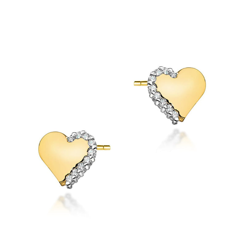 Cercei Aur 14K cu Diamante Naturale 0.10 ct — Aur galben