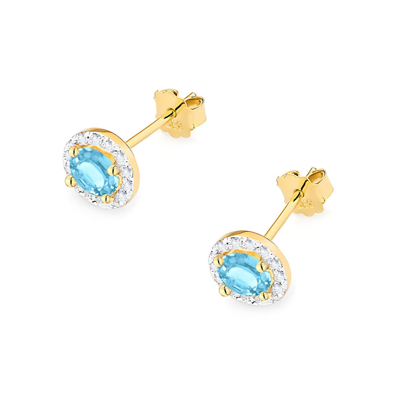 Cercei Aur 14K cu Topaz Swiss 0.50 ct si Diamante Naturale 0.24 ct, imaginea 2 din 9