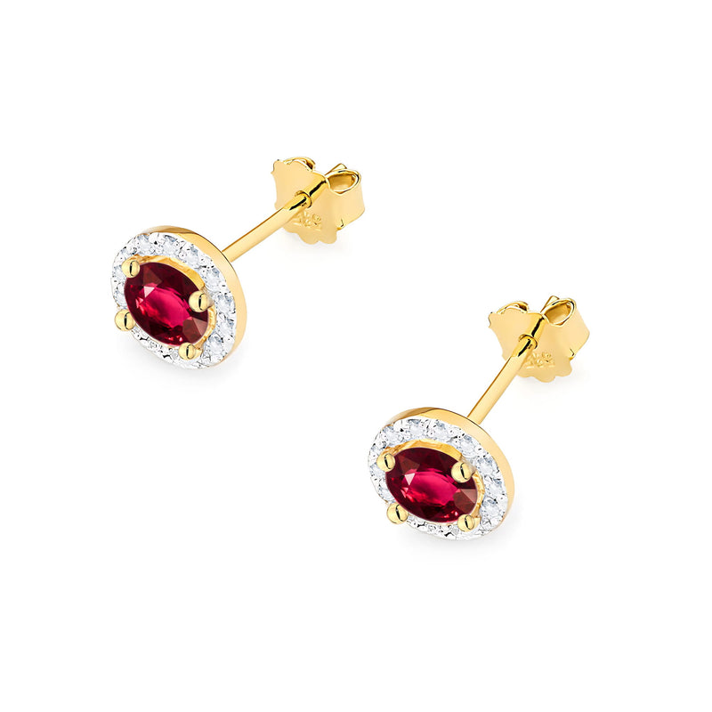 Cercei Aur 14K cu Rubin 0.60 ct si Diamante Naturale 0.24 ct, imaginea 2 din 9