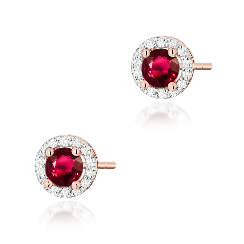 Cercei Aur 14K cu Rubin 0.60 ct si Diamante Naturale 0.24 ct, imaginea 4 din 9