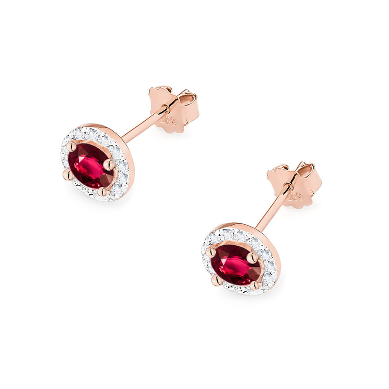 Cercei Aur 14K cu Rubin 0.60 ct si Diamante Naturale 0.24 ct, imaginea 5 din 9