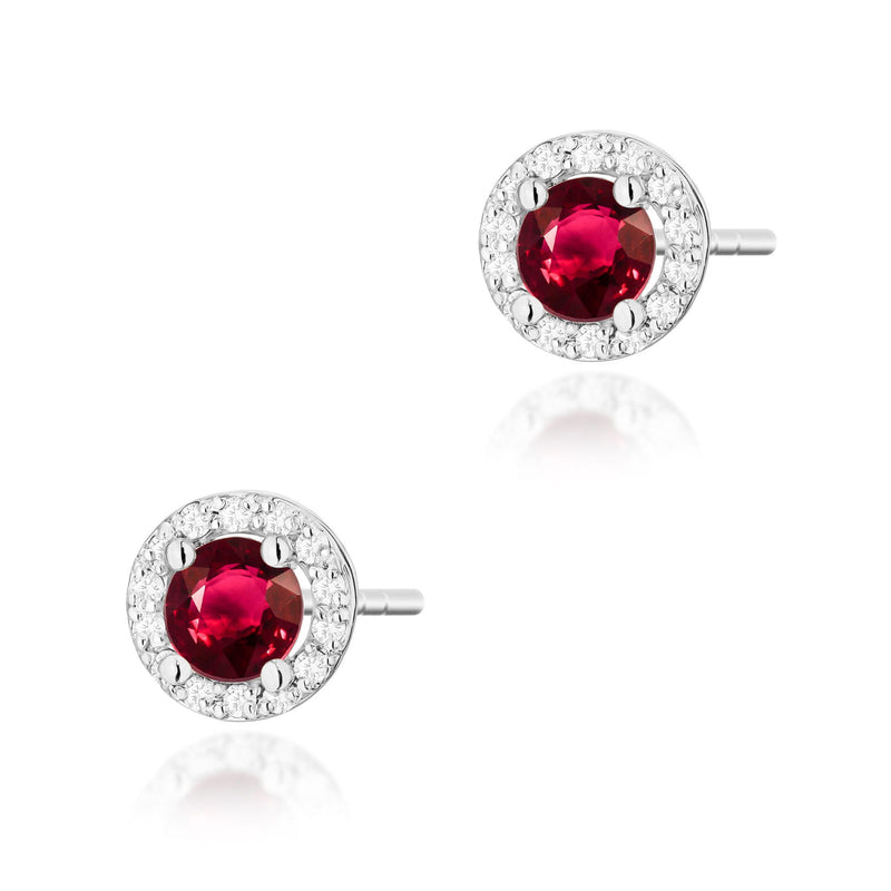 Cercei Aur 14K cu Rubin 0.60 ct si Diamante Naturale 0.24 ct, imaginea 7 din 9