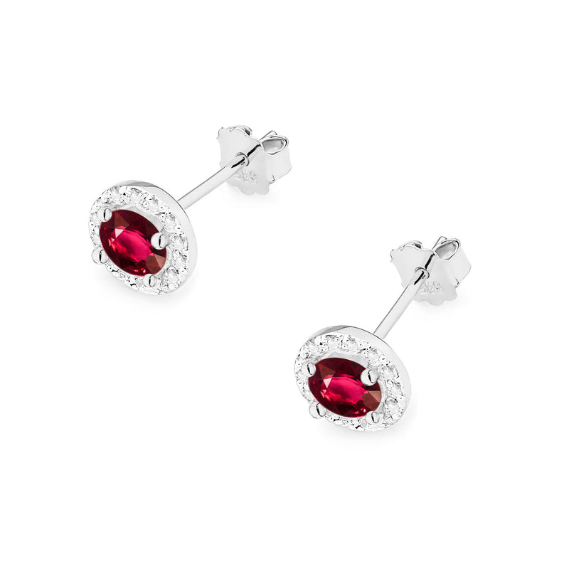 Cercei Aur 14K cu Rubin 0.60 ct si Diamante Naturale 0.24 ct, imaginea 8 din 9