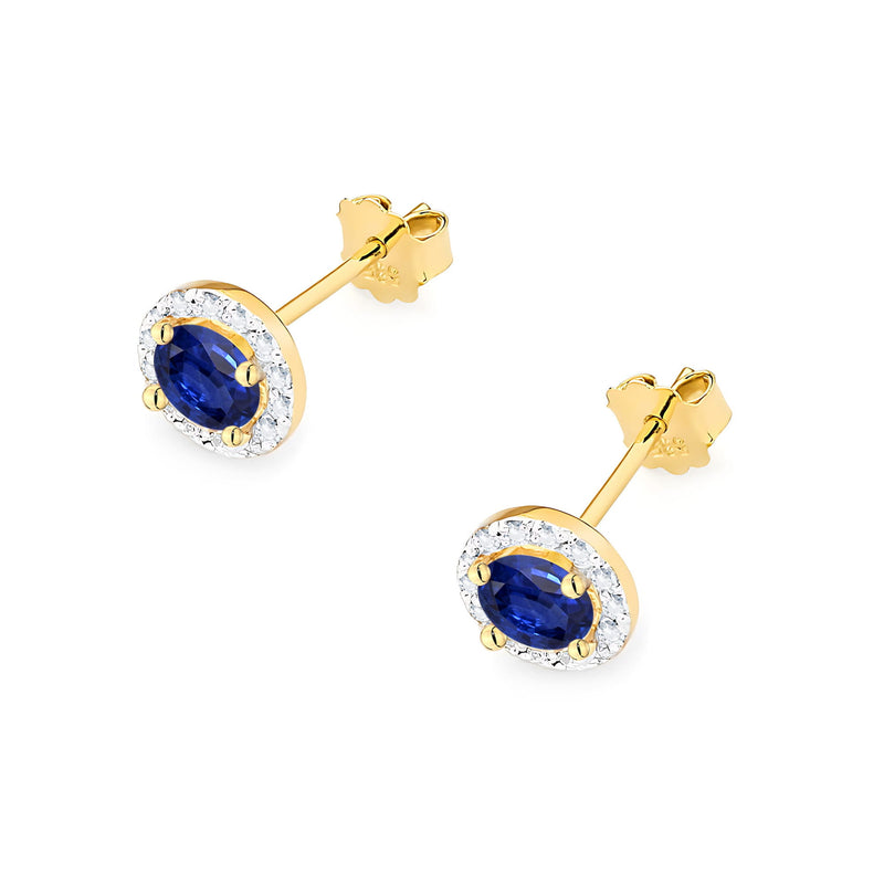 Cercei Aur 14K cu Safir 0.50 ct si Diamante Naturale 0.24 ct, imaginea 2 din 9