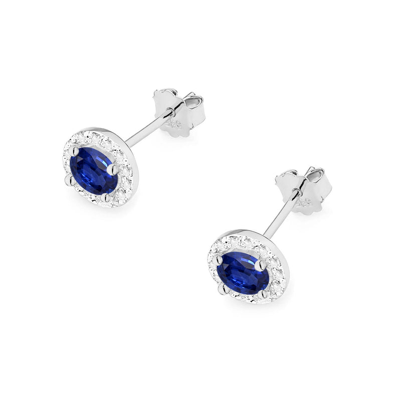 Cercei Aur 14K cu Safir 0.50 ct si Diamante Naturale 0.24 ct, imaginea 8 din 9
