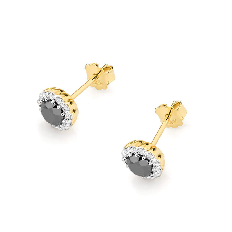 Cercei Aur 14K cu Diamante Naturale Albe si Negre 0.71 ct, imaginea 2 din 7