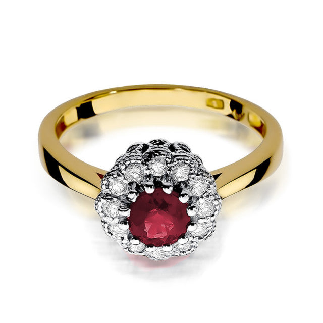 Inel Aur 14K cu Rubin 0.60 ct si Diamante Naturale 0.17 ct, imaginea 2 din 8