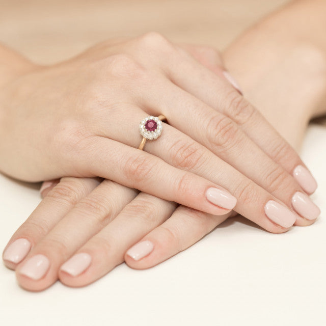 Inel Aur 14K cu Rubin 0.60 ct si Diamante Naturale 0.17 ct, imaginea 4 din 8