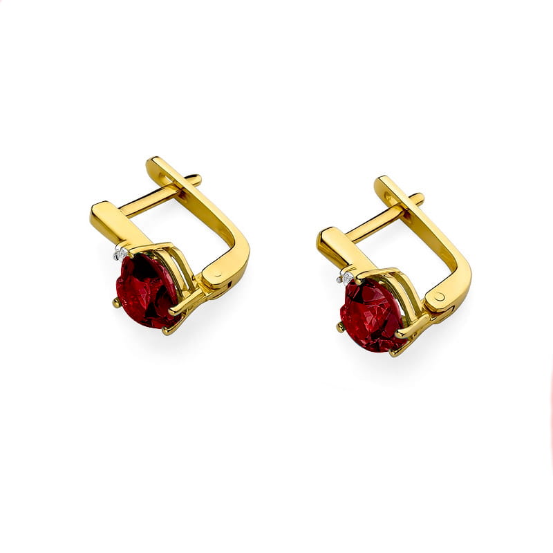 Cercei Aur 14K cu Rubin 1.70 ct si Diamante Naturale 0.03 ct, imaginea 2 din 4