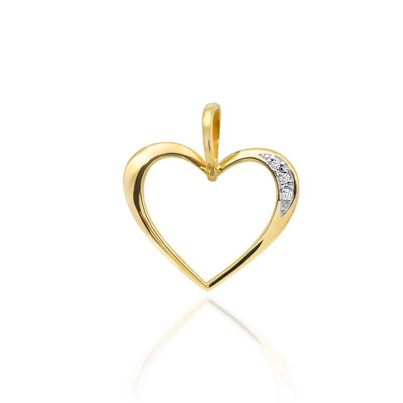 Pandantiv Aur 14K cu Diamante Naturale 0.03 ct — Aur galben
