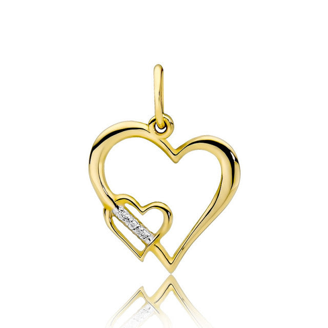 Pandantiv Aur 14K cu Diamante Naturale 0.01 ct — Aur galben