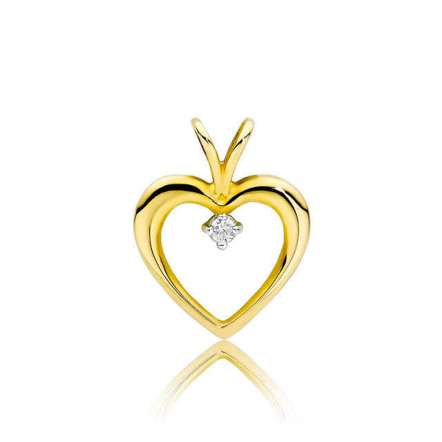 Pandantiv Aur 14K cu Diamant Natural 0.04 ct — Aur galben