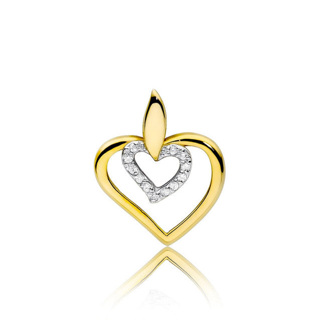 Pandantiv Aur 14K cu Diamante Naturale 0.06 ct — Aur galben