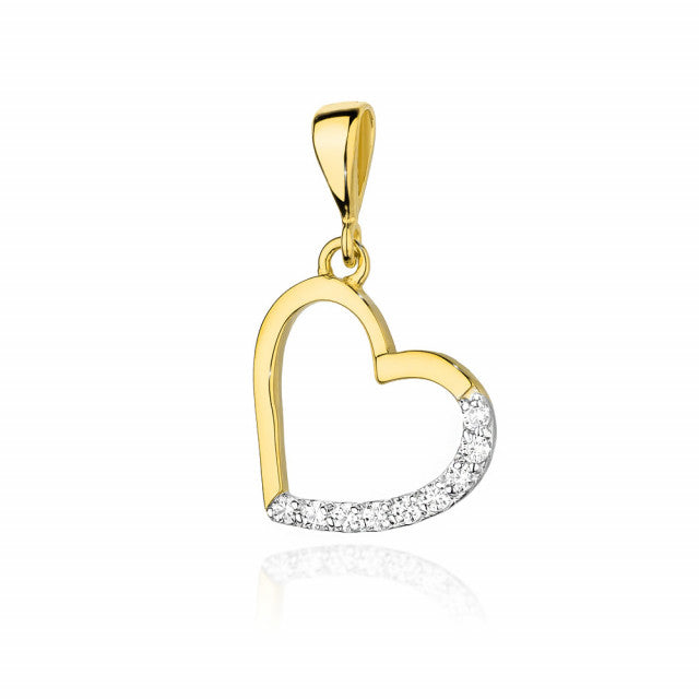 Pandantiv Aur 14K cu Diamante Naturale 0.13 ct — Aur galben