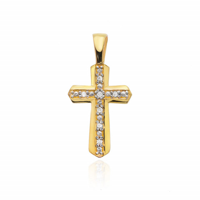 Pandantiv Aur 14K cu Diamante Naturale 0.04 ct — Aur galben