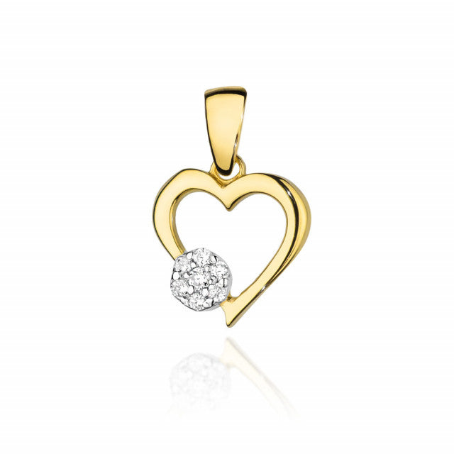Pandantiv Aur 14K cu Diamante Naturale 0.08 ct — Aur galben