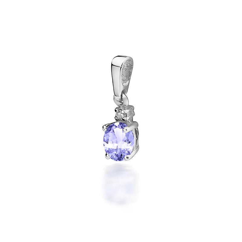 Pandantiv Aur 14K cu Tanzanit 0.40 ct si Diamant Natural 0.01 ct, imaginea 5 din 6