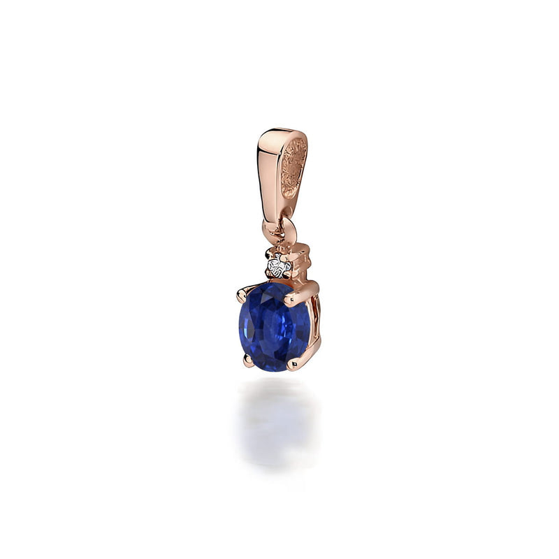 Pandantiv Aur 14K cu Safir 0.70 ct si Diamant Natural 0.01 ct, imaginea 3 din 6