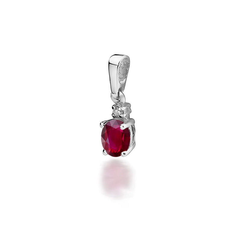 Pandantiv Aur 14K cu Rubin 0.60 ct si Diamant Natural 0.01 ct, imaginea 5 din 6