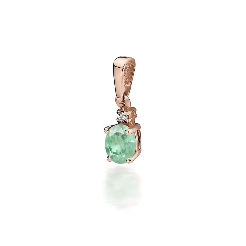 Pandantiv Aur 14K cu Smarald 0.40 ct si Diamant Natural 0.01 ct, imaginea 3 din 6