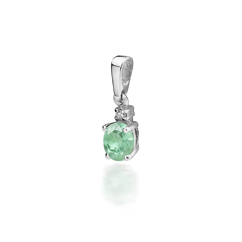 Pandantiv Aur 14K cu Smarald 0.40 ct si Diamant Natural 0.01 ct, imaginea 5 din 6