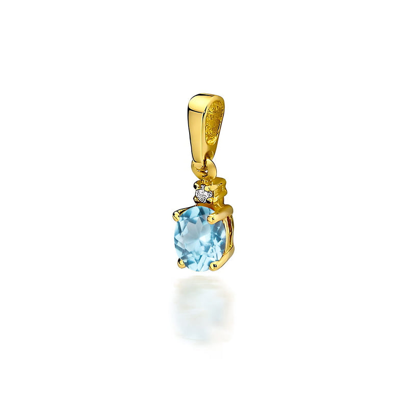 Pandantiv Aur 14K cu Topaz Swiss 0.50 ct si Diamant Natural 0.01 ct — Aur galben
