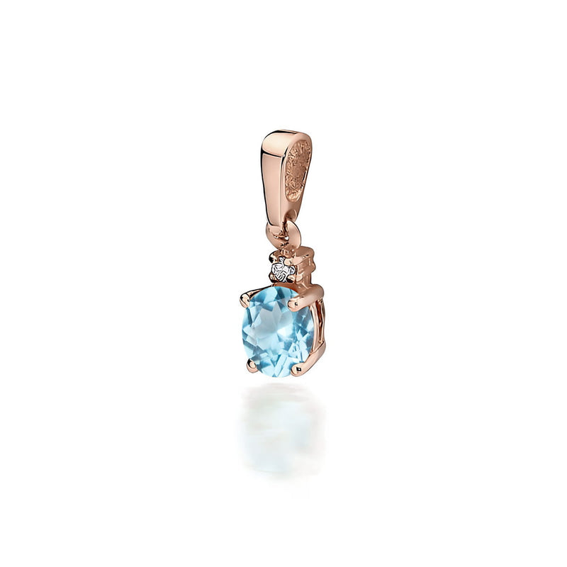 Pandantiv Aur 14K cu Topaz Swiss 0.50 ct si Diamant Natural 0.01 ct, imaginea 3 din 6