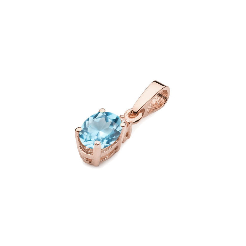 Pandantiv Aur 14K cu Topaz Swiss 0.50 ct si Diamant Natural 0.01 ct, imaginea 4 din 6