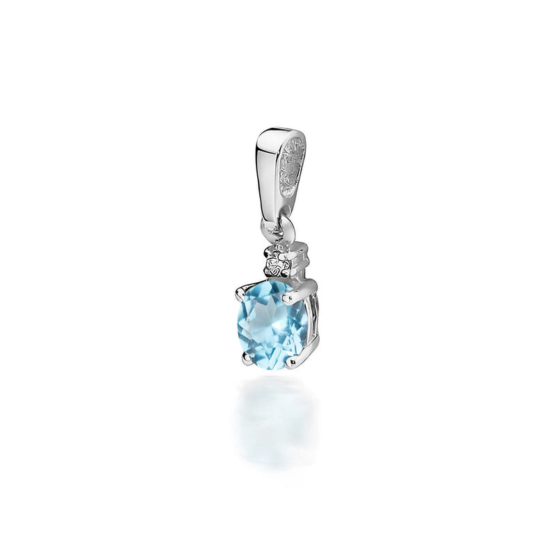 Pandantiv Aur 14K cu Topaz Swiss 0.50 ct si Diamant Natural 0.01 ct, imaginea 5 din 6