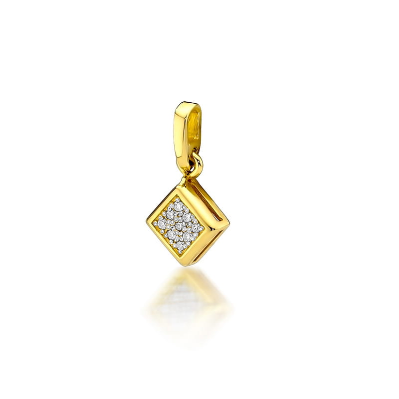 Pandantiv Aur 14K cu Diamante Naturale 0.04 ct — Aur galben