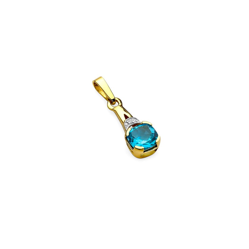 Pandantiv Aur 14K cu Topaz Swiss 1.10 ct si Diamant Natural 0.01 ct, imaginea 2 din 6