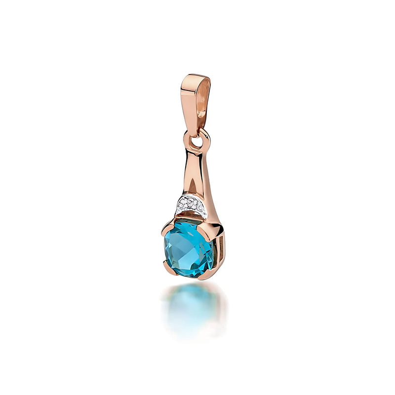Pandantiv Aur 14K cu Topaz Swiss 1.10 ct si Diamant Natural 0.01 ct, imaginea 3 din 6