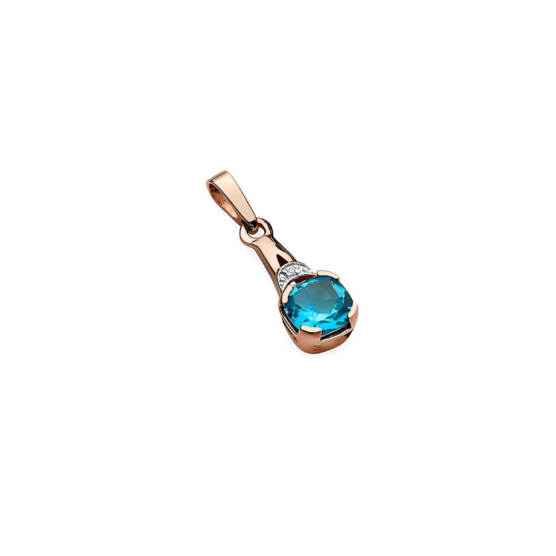 Pandantiv Aur 14K cu Topaz Swiss 1.10 ct si Diamant Natural 0.01 ct, imaginea 4 din 6