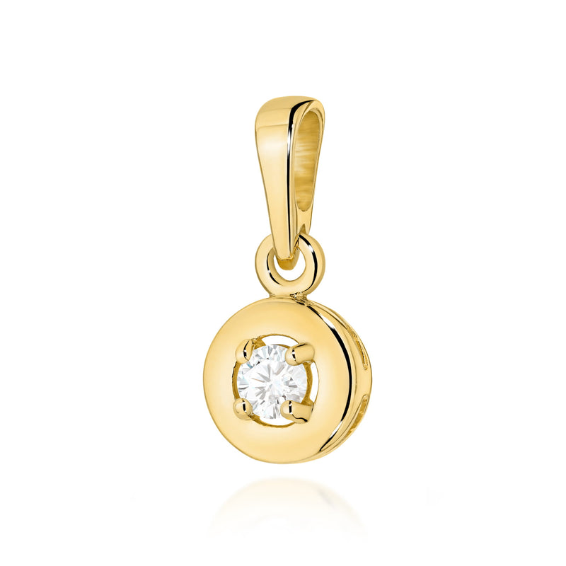 Pandantiv Aur 14K cu Diamant Natural 0.10 ct — Aur galben
