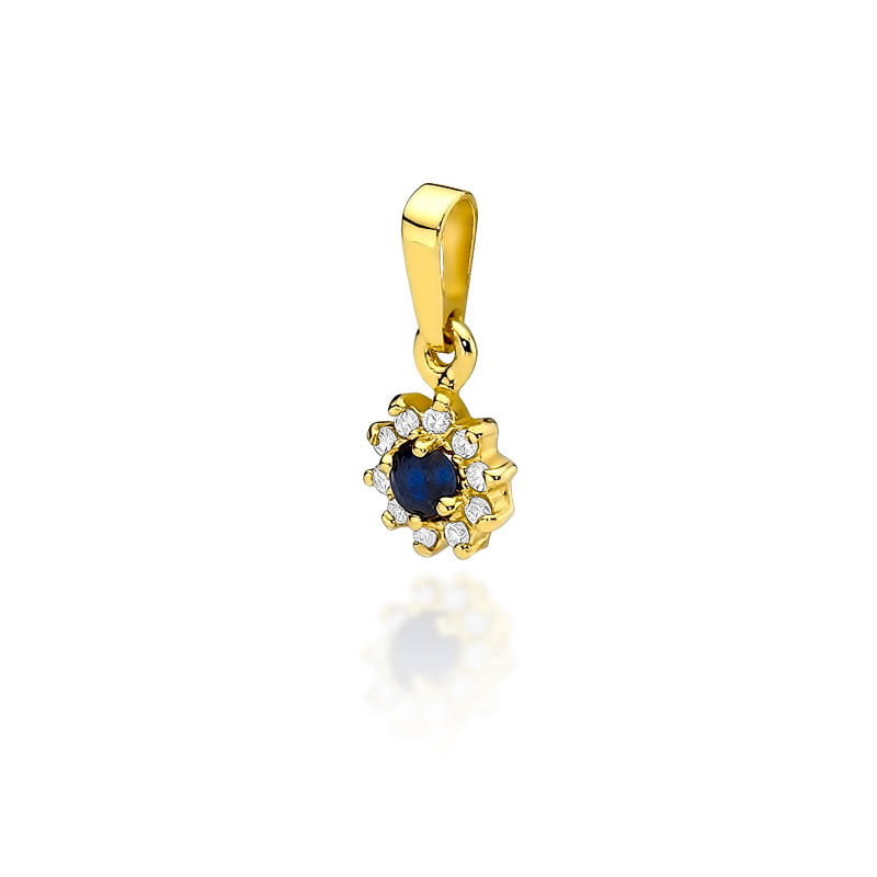 Pandantiv Aur 14K cu Safir 0.15 ct si Diamante Naturale 0.09 ct — Aur galben