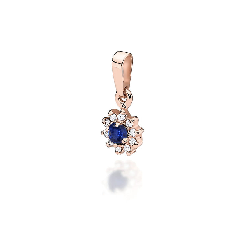 Pandantiv Aur 14K cu Safir 0.15 ct si Diamante Naturale 0.09 ct, imaginea 3 din 6