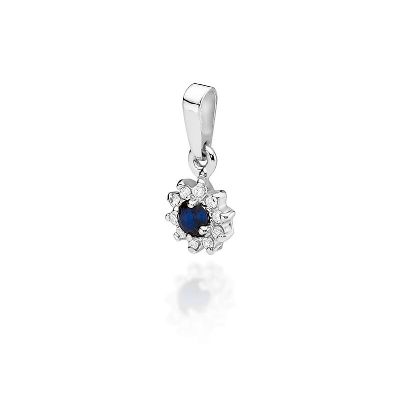 Pandantiv Aur 14K cu Safir 0.15 ct si Diamante Naturale 0.09 ct, imaginea 5 din 6