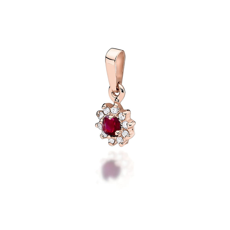 Pandantiv Aur 14K cu Rubin 0.15 ct si Diamante Naturale 0.09 ct, imaginea 3 din 6