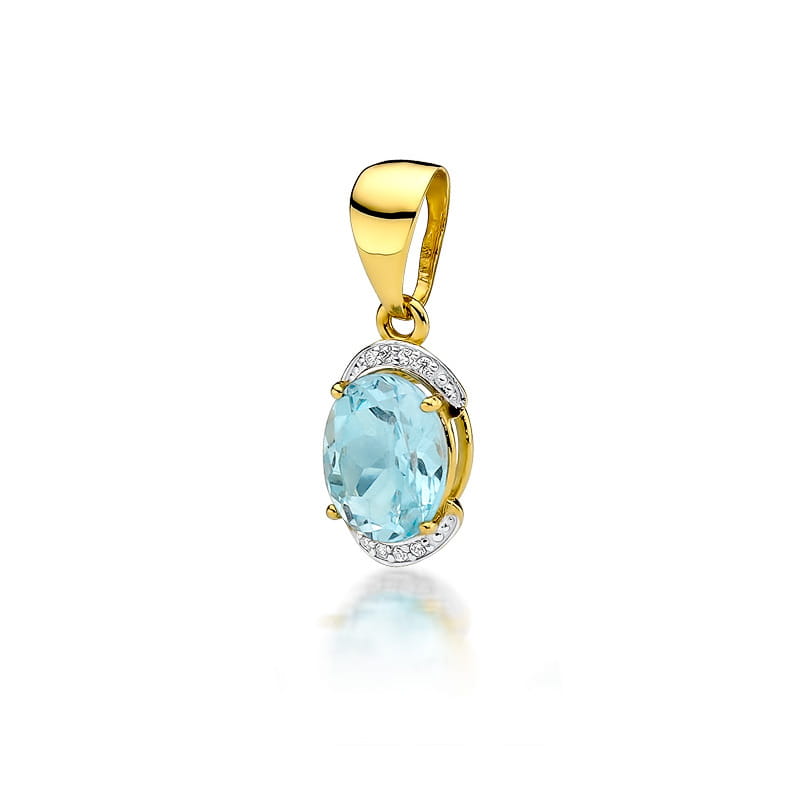 Pandantiv Aur 14K cu Topaz Swiss 3.00 ct si Diamante Naturale 0.04 ct — Aur galben