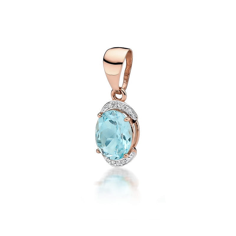 Pandantiv Aur 14K cu Topaz Swiss 3.00 ct si Diamante Naturale 0.04 ct, imaginea 3 din 6