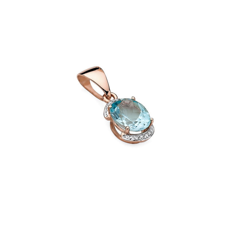 Pandantiv Aur 14K cu Topaz Swiss 3.00 ct si Diamante Naturale 0.04 ct, imaginea 4 din 6