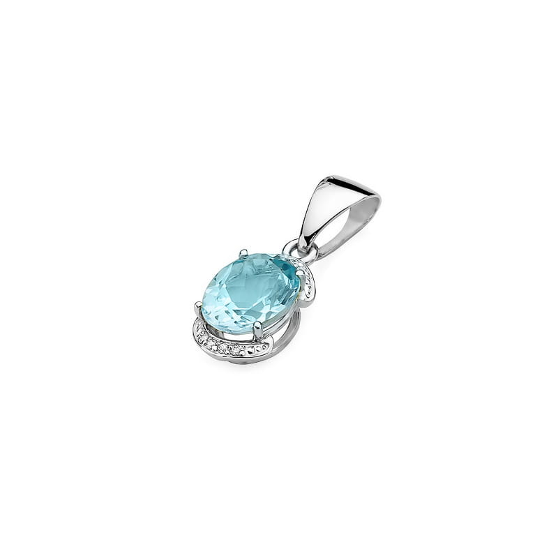 Pandantiv Aur 14K cu Topaz Swiss 3.00 ct si Diamante Naturale 0.04 ct, imaginea 6 din 6