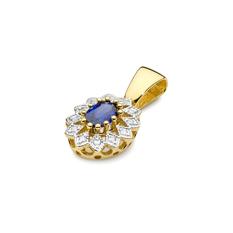 Pandantiv Aur 14K cu Safir 0.70 ct si Diamante Naturale 0.10 ct, imaginea 2 din 6