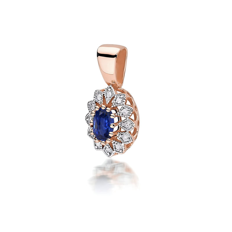 Pandantiv Aur 14K cu Safir 0.70 ct si Diamante Naturale 0.10 ct, imaginea 3 din 6