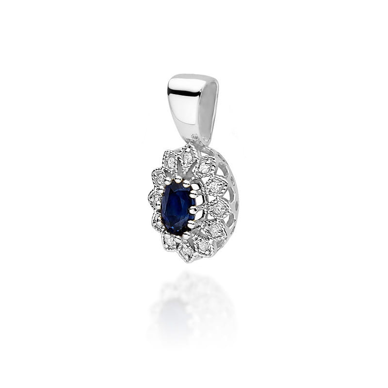 Pandantiv Aur 14K cu Safir 0.70 ct si Diamante Naturale 0.10 ct, imaginea 5 din 6