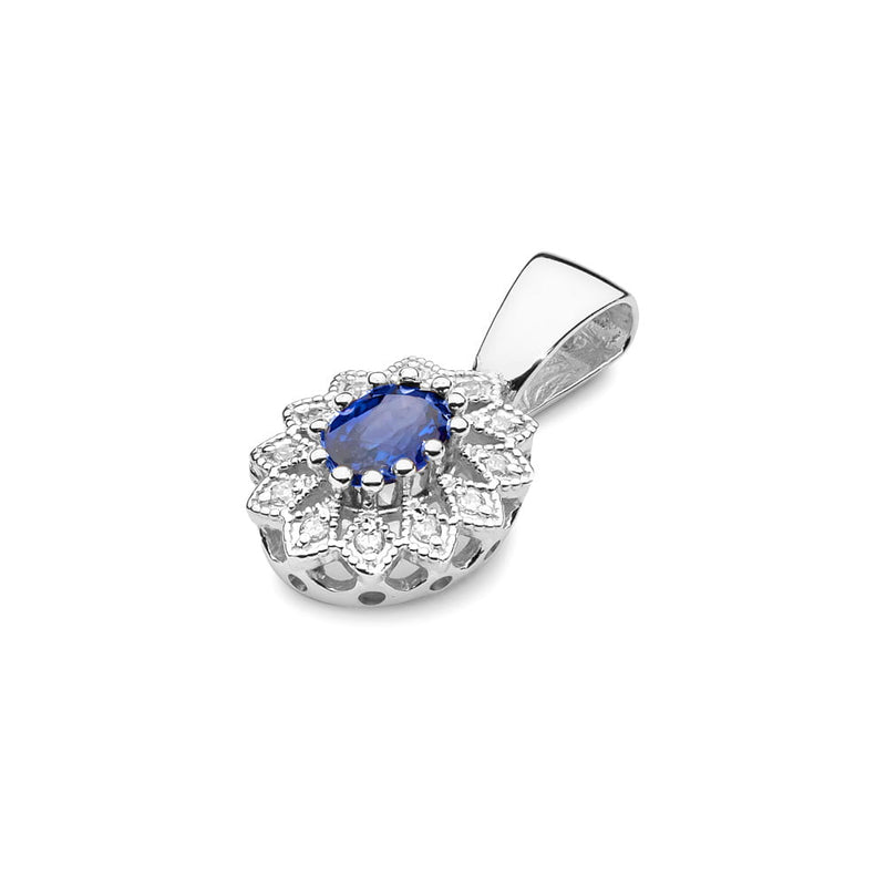 Pandantiv Aur 14K cu Safir 0.70 ct si Diamante Naturale 0.10 ct, imaginea 6 din 6